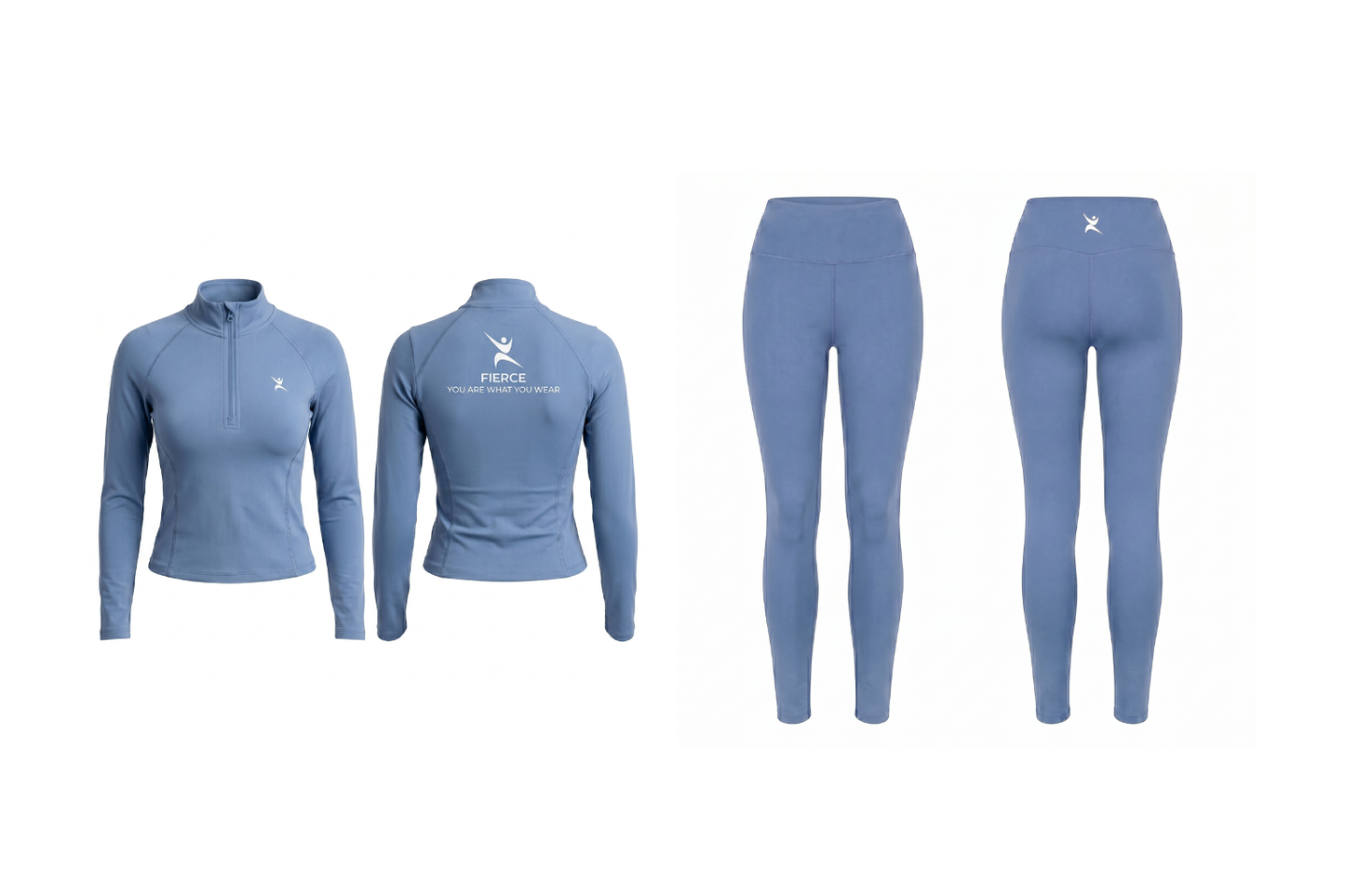 FierceFlow Limitless Sky Women's Activewear Set | Sky Blue Zip-Up Jacket & High-Waist Leggings | Workout Jacket or Pants Sold Separately