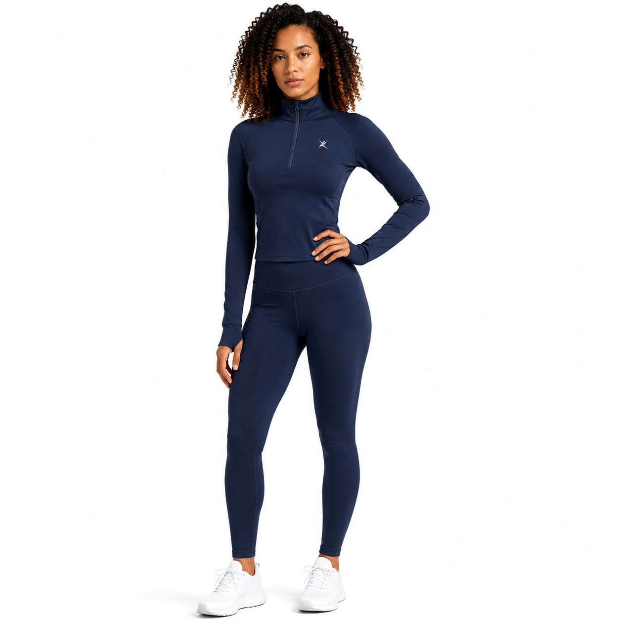 FierceFlow Unbreakable Navy Women's Activewear Set | Dark Blue Zip-Up Jacket & High-Waist Leggings | Workout Jacket or Pants Sold Separately