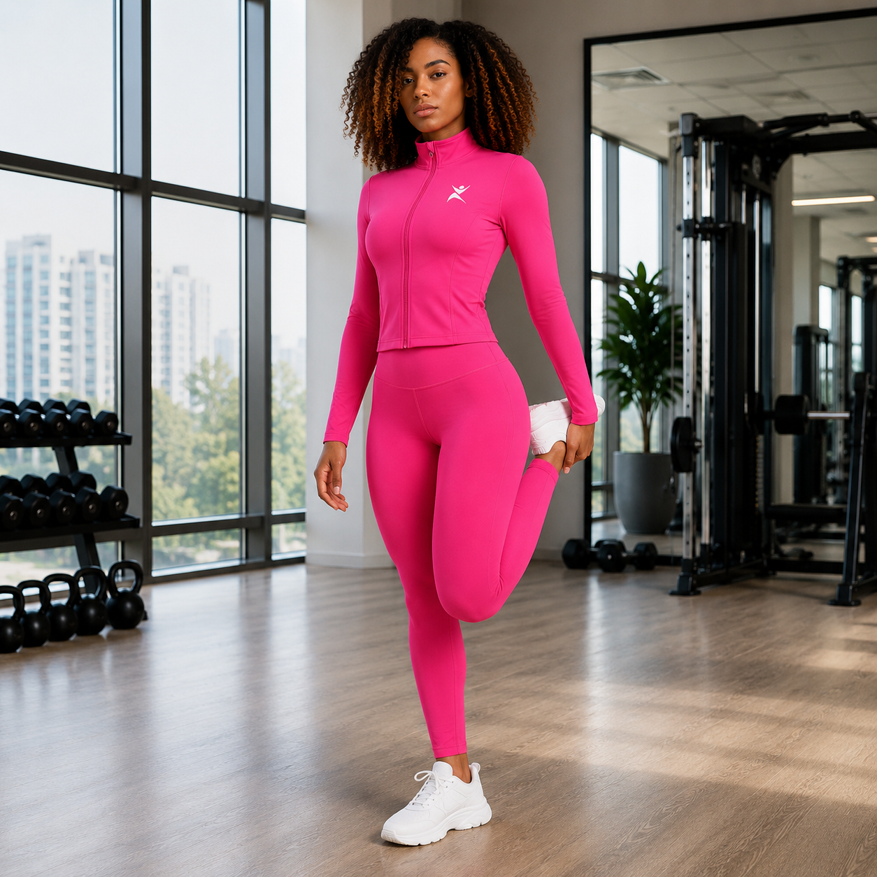 FierceFlow Fierce Femme Women's Activewear Set | Hot Pink Zip-Up Jacket & High-Waist Leggings | Workout Jacket or Pants Sold Separately