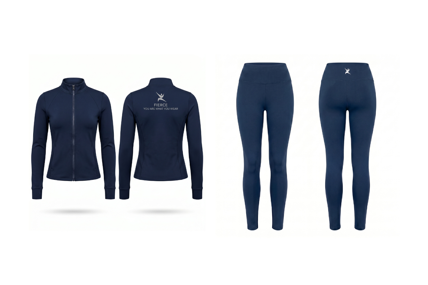 FierceFlow Unbreakable Navy Women's Activewear Set | Dark Blue Zip-Up Jacket & High-Waist Leggings | Workout Jacket or Pants Sold Separately
